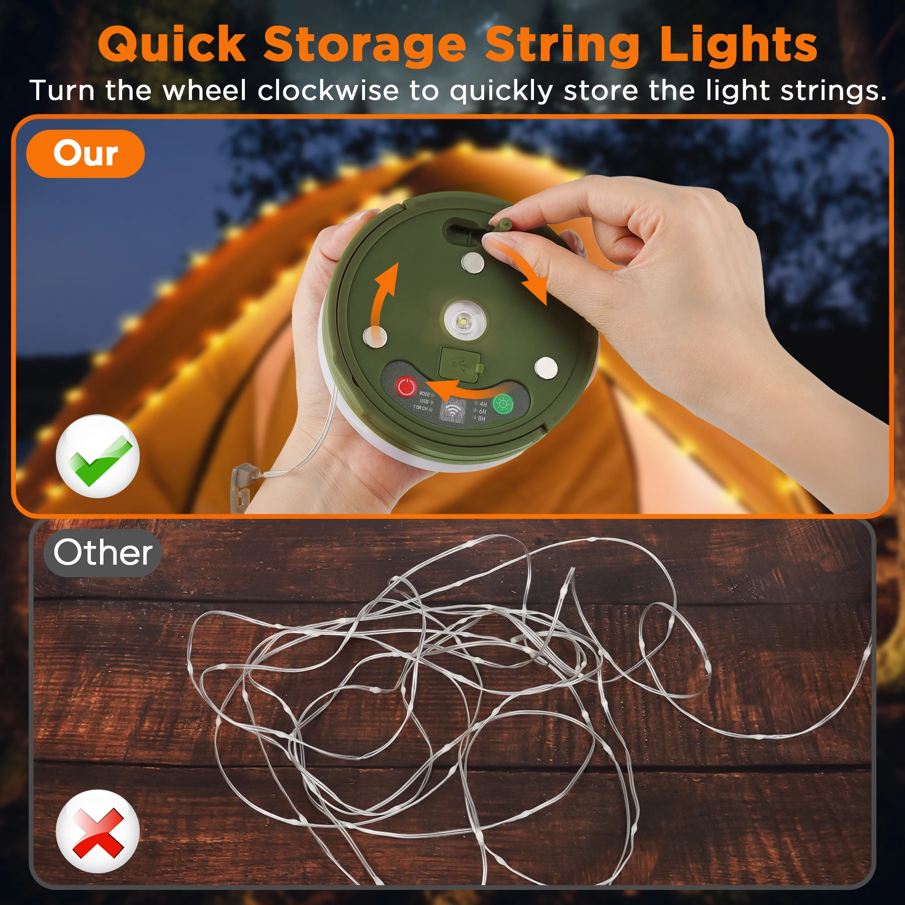 Guirlande lampe de camping portable 13 modes rechargeable – Image 3