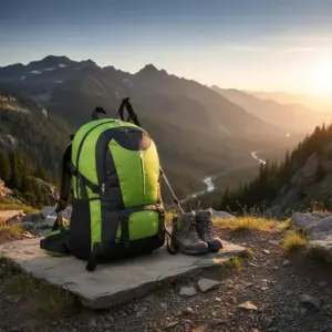Sac à dos de randonnée 40 L noir et vert léger