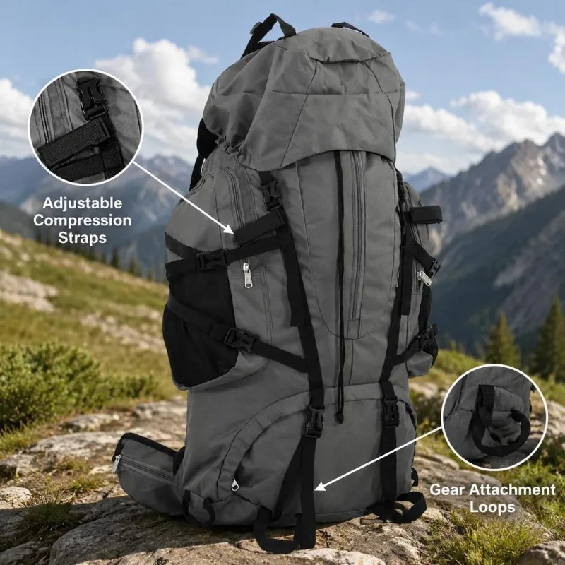 Sac à dos de randonnée 60L grande capacité pour trekking – Image 4